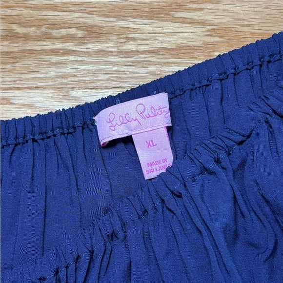 Lilly Pulitzer Blue Flutter Sleeve Blouse Relaxed Tie Front - Picture 2 of 6